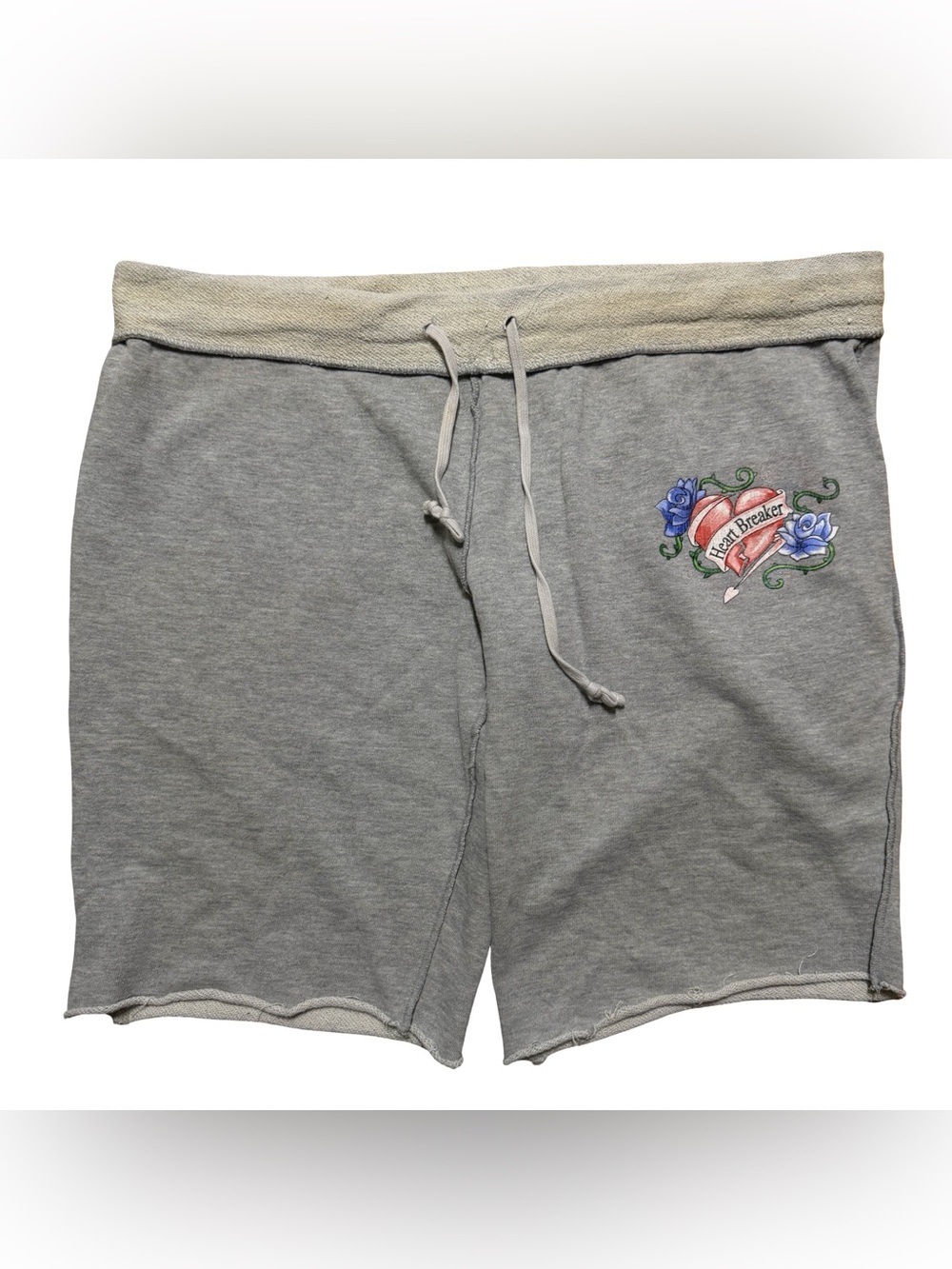 Vintage Y2K Women’s Zoey Beth Double Waisted Heart Grey Sweat Shorts Size XL